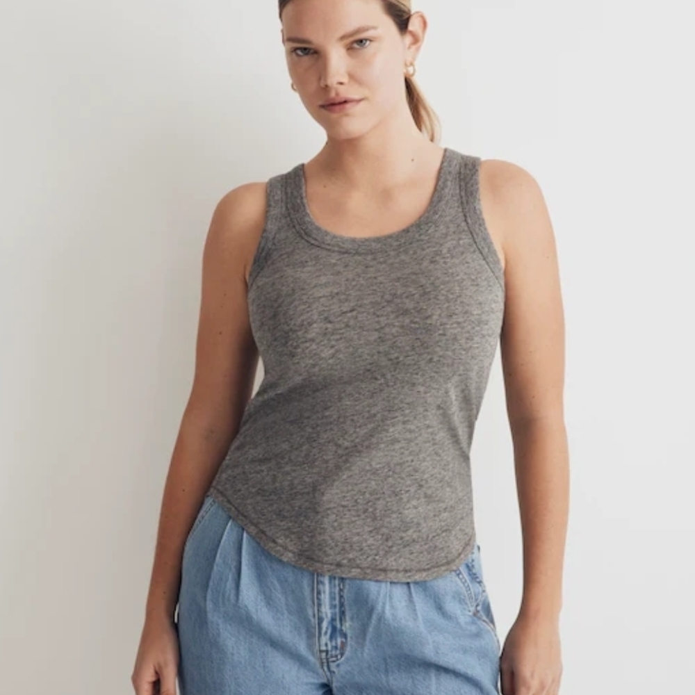 Madewell Women' M Gray Sleeveless Whisper Cotton Tank Top